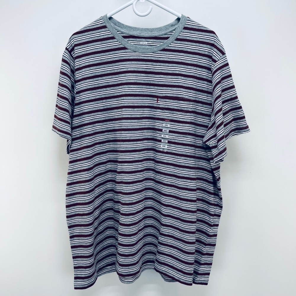 Levi’s Men’s Standard Fit Striped The Pocket Tee T-Shirt Multicolor Size XXL New